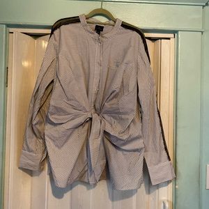 Striped blouse, with tied front